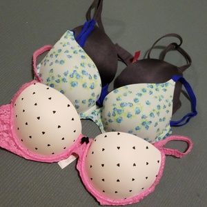 Victoria Secret Pink pushup 34C bras 3 pack